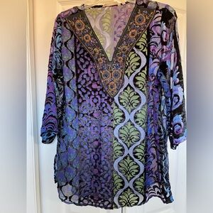 Soft Surroundings Vibrant Purple and Blue Tunic
